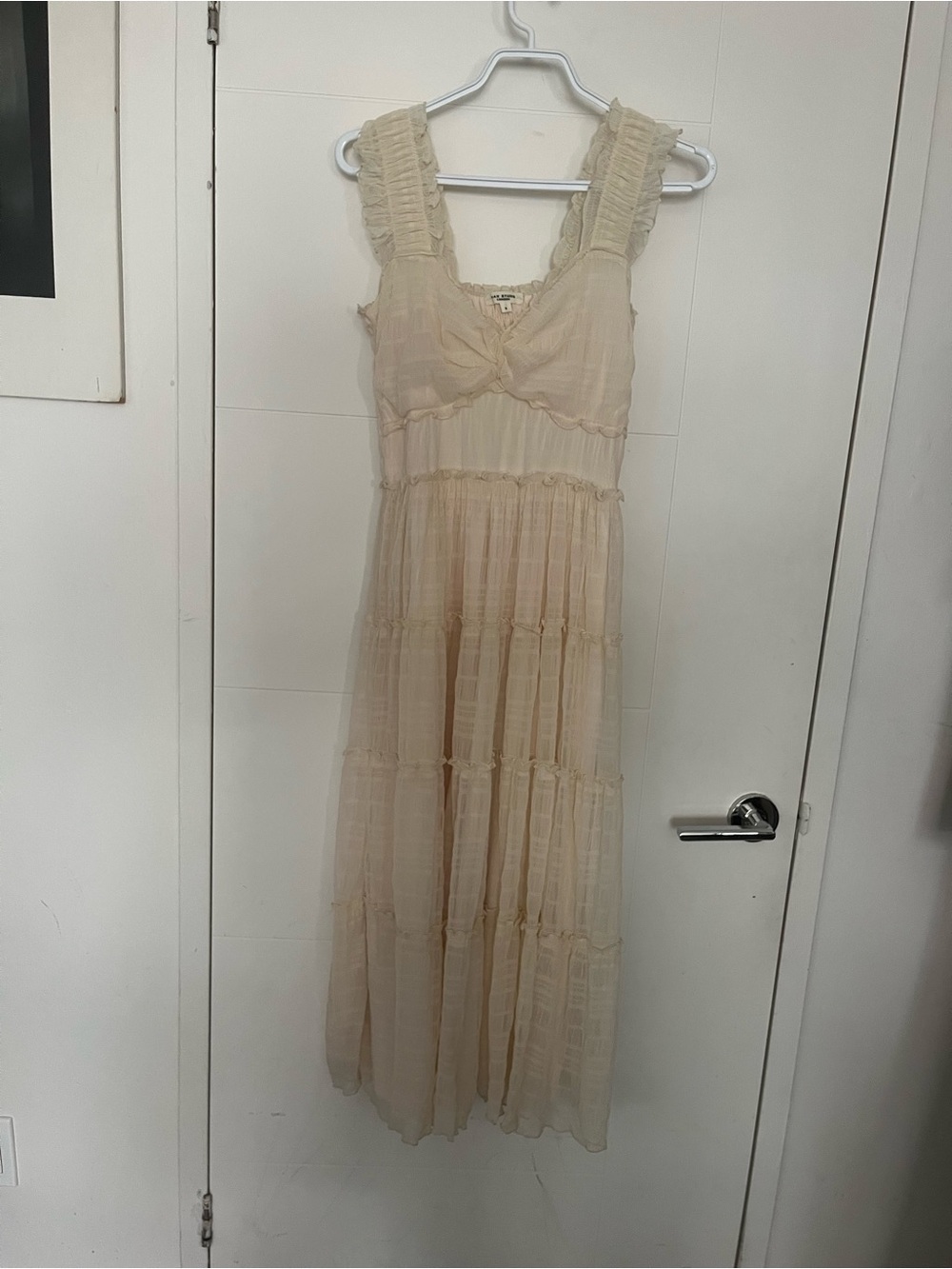 Southern Gothic Cream Ruffle Strap Tiered Maxi Dress